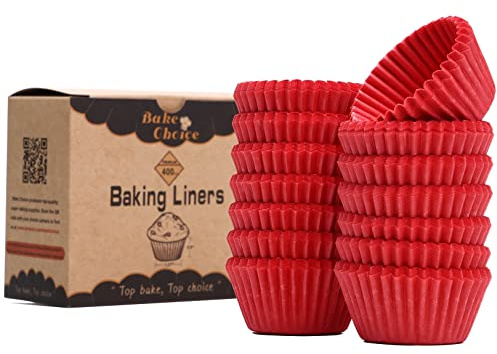 Mini Pirottini per Muffin Carta,400 Pezzi,Antiaderenti,Pirottini per Muffin Carta in Pergamena,Rosso,Dimensione Mini