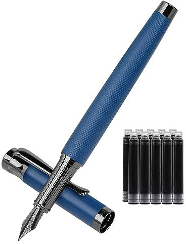 BOCIYER Luxury Fountain Pen Set,Medium Nib,Includes 10 Ink Cartridges&Ink Converter,Best Pen Gift Case for Men & Women,Office,Calligraphy, Journaling,Fancy pen-Blue