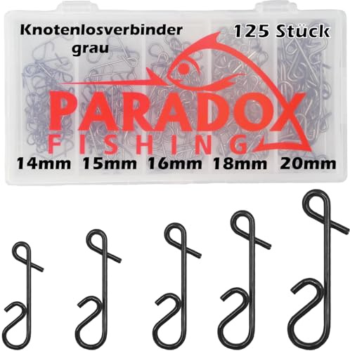 Paradox Fishing Knotenlosverbinder Set I 125 Stück 14mm-20mm I No Knot Verbinder Angeln Schnurverbinder Angelzubehör Wirbel Angeln