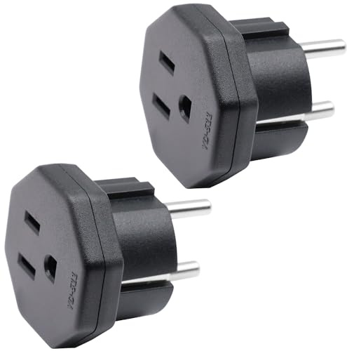 USA/Kanada till EU/Sverige Adapter, US typ B kontakt konvertera till EU typ E/F kontakt, Elektronisk enhet från USA/Kanada Passar till Europa/Svenska uttag (2 Stycken)