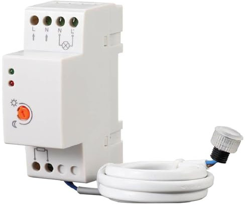 Planetitaly ECHO Interruttore centralina con sensore crepuscolare IP65 per quadro elettrico 2 din accensione automatica luci LED per esterno alimentazione 230V 20A