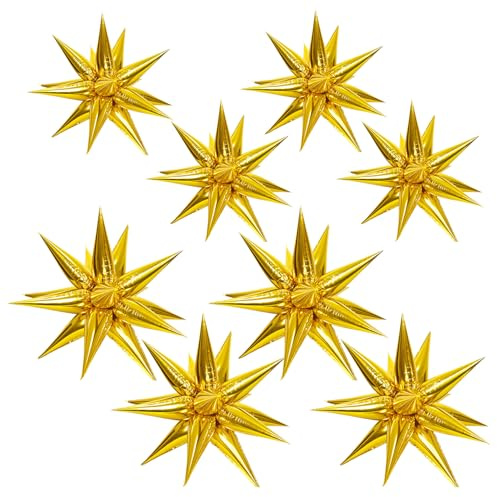 Lot de 8 ballons dorés en forme d'étoile, en aluminium, décorations de fête dorées, accessoires de décoration de table de fond