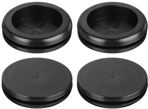 QUARKZMAN 6pz Passacavi Gomma 1-6/8 (45mm) Foro Perforazione, 1-2/4 (38mm) ID Doppio Tappo Foro Laterale Anello Guarnizione per Protezione Cavi Firewall, Nero