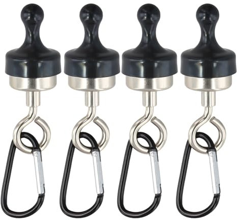 Joyan 4 Pcs Black Metal Magnetic Hooks, 15kg Capacity Each, Modern Style, Ideal for Kitchen, Camping & Classroom, Set of 4 Hooks
