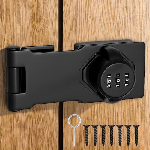MIVITOOM 3.5-Inch Cabinet Password Hasp Locks, 3-Digit Combination Door Lock Internal Secure Cupboards Password Locks for Sheds, Bathroom, Drawers & Office File Cabinets
