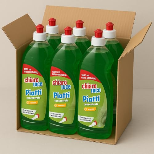 CHIARO LUCE Detergente Piatti Concentrato al Limone, Liquido, 1100 ml, Confezione Multipla, Sgrassante Profumato, per Pulizia Universale (6)