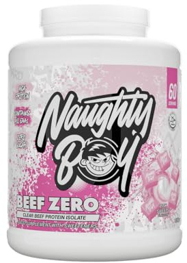 Naughty Boy Clear Beef Protein Isolate Powder, Muscle Growth and Recovery, Lactose Free, Zero Sugar, Low Fat, 1.8kg - 60 Servings (Pink Sweets)