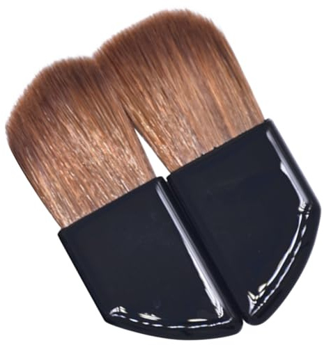 WOONEKY 2 piezas Brochas de Maquillaje Profesional Pinceles para Base y Colorete con Mango Inclinado Portátil para Maquillaje de Viaje Aplicador Práctico y Duradero