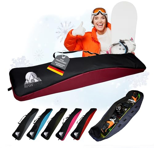 Snowboardväska – universalstorlek 170 cm x 40 cm x 14 cm – snowboardväska med tvåvägs dragkedja – vattentät snowboardförvaringsväska med bärhandtag – vinröd (bordeaux)