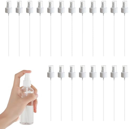 Yitexin 20 tappi spray in plastica per bottiglie, 24/410, spruzzatore per profumo, nebulizzatore fine, parte superiore di ricambio con tappo a testa per tubo, toner acido glicolico (bianco)