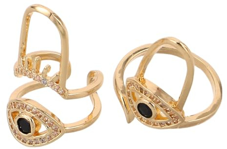 Anneome Anillo para Uñas Diseño de Ojo Malvado 2 Piezas Ajustables para Punta de Dedo Joyería para Uñas Gemas de Imitación Accesorio de Manicura para Mujer para Fiesta y Uso