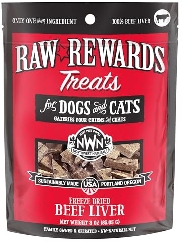 Northwest Naturals Raw Rewards Freeze-Dried Beef Liver Treats for Dogs and Cats - Bite-Sized Pieces - Healthy, 1 Ingredient, Human Grade Pet Food, All Natural, Proudly Made in USA, 3 Oz