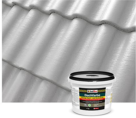 Isolbau Dachfarbe - 4 kg RAL Farbe Fassadenfarbe Nano Dachlack Sockelfarbe auf Wasserbasis - Lösemittelfrei, Wasserdicht, UV-beständig - Steingrau