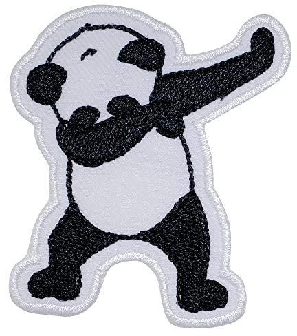 CLOVER INTER Panda Dabbing Iron on Patches Embroidered Badge Saw On Patch for Jeans, Clothing, Bags, Jackets, Caps