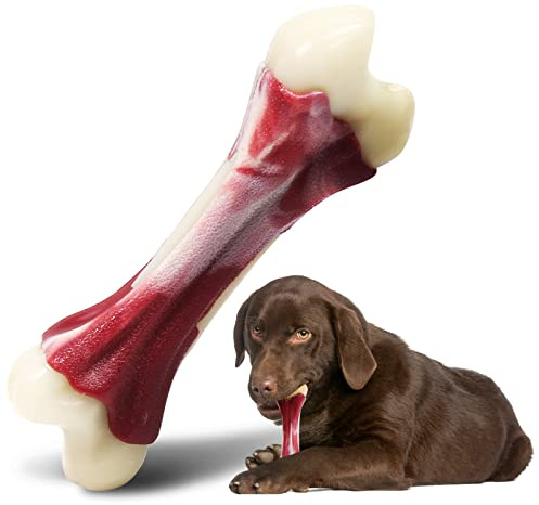Pasking Dog Toys Indestructible for Aggressive Chewers: Tough Dog Chew Toys for Medium Large Dogs, Strong Dog Toys for Boredom Dental Health, Long Lasting Hard Nylon, Beef Flavour