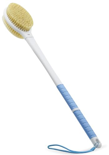 Shower Brush with Soft and Stiff Bristles,20.5 Extra Long Handle Dual-Sided Back Scrubber Bath Brush Body Exfoliator for Wet or Dry Brushing (Extra Long Handle)