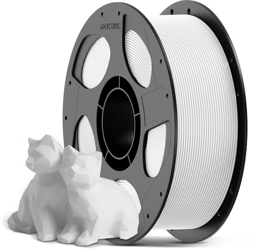 ANYCUBIC Filamento PLA 1,75mm, Filamento ad Alta Velocità per Stampante 3D, Identificazione Intelligente per Stampa Intelligente, Precisione Dimensionale +/- 0,02mm,1KG Bianco Brillante