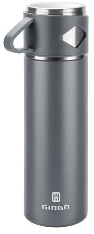 Vacuum Insulated Flask 700ml/23.6oz Stainless Steel Thermo Bottle with Cup for Coffee Water Hot and Cold Drink Flasks.(Gray,Single)