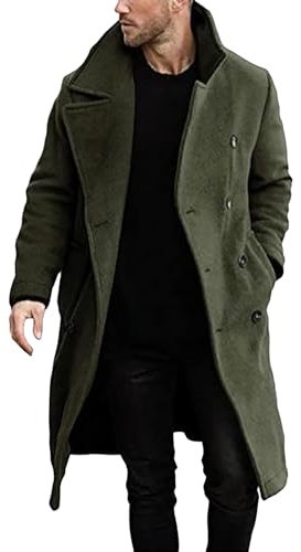 Vinter varm solid ficka ullrock herr tjock kappa män medellång snowboard anorak män, gRÖN, XXL