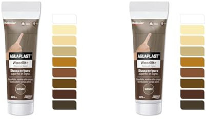 Aguaplast Woodlite stucco per legno colorato. Fibrato, resiste alle dilatazioni fino al 20%. Ideale per buchi e crepe in mano unica senza ritiro. Wenghè (Confezione da 2)