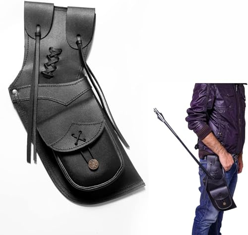 ONLYHANDMADE USA QUALITY Seitenköcher | Pfeilhalter aus echtem Leder | traditioneller handgefertigter Hüftköcher für Jagd und Bogenschießen Sport | leicht und bequem (schwarz)