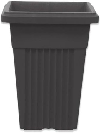 SIDSONS 40cm Tall Upright Planter - Large Plastic Pillar Flower Pot, Modern Garden, Patio & Front Door Decor, Big Flower Pots Indoor & Outdoor, Suitable For Plant, Flowers, Herbs (1, Black)