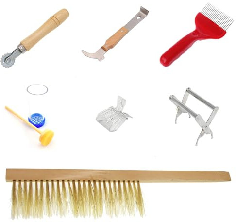 LIbgiubhy 7-teiliges Starter-Set für Bienen, Bienen, Honig, Bienen, Raucher, Imker, Werkzeuge, Ausrüstung, Imker
