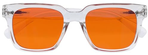 OPULIZERA Occhiali luce blu donna e uomo - Lenti Arancioni - Occhiali con filtro luce blu al 99,9% - Antiriflesso e Antibagliore UV400 - Oversize e Rettangolare - Occhiali Computer/Sonno - Chiaro