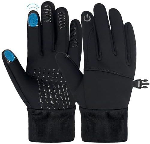 lifwimner Gants d’Hiver pour Enfants Thermiques Touchscreen Gants Chauffant Enfant de Vélo Imperméable Sport Coupe-Vent pour Cyclisme Garçons Filles 4-10 (Noir, Medium)