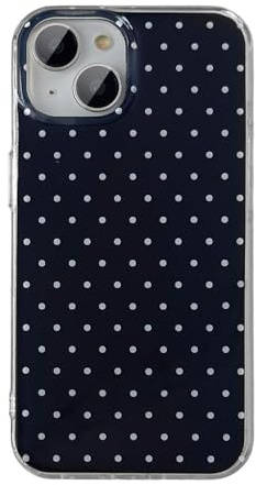 QLTYPRI for iPhone 14/iPhone 13 Case, Cute Polka Dot Pattern Aesthetic Phone Case, Raised Camera Protection Durable TPU Slim Shockproof Protective Phone Cover for Girls Women - Black