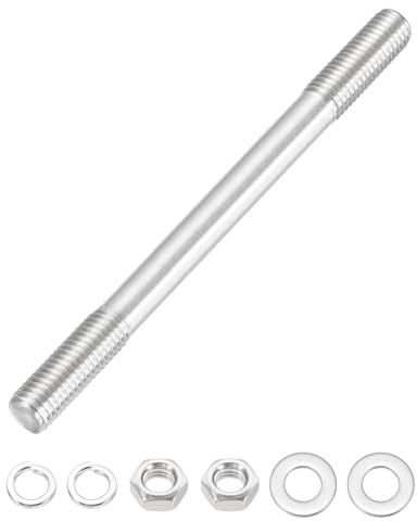 sourcing map 1Set M12x160mm Double Ended Stud Screws, 304 Stainless Steel Dual Threaded Rod Bar Bolts Studs with Nut Washer for House Maintenance Structural Anchoring Fastening Screw