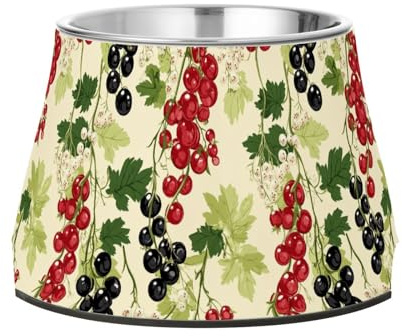 Ribes Rosso Nero Bianco Frutta Beige Alzato Animali Domestici Ciotole di Cibo Antiscivolo In Acciaio Inox Acqua Ciotola per Cani di Media Rallenta