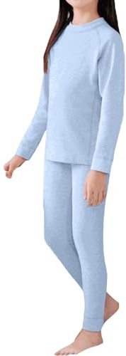 Thermounterwäsche Kinder Unisex Merinowolle Thermoset für Jungen Mädchen Baby Winter Herbst Warm Bequem Skiunterwäsche Herfstondergoedset Gymnastikanzug Trainingsanzug (Blue, 13-14 Years)