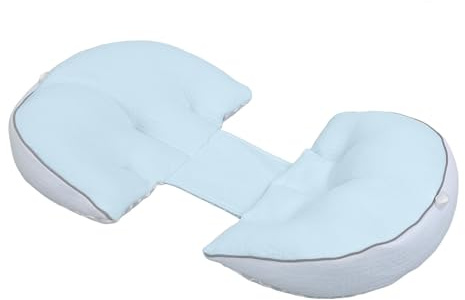 Hztyyier Bekväm Gravidkudde Justerbar Mjuk Andas Side Sleeper Graviditetskudde för Gravida Kvinnor Felaktig Sömnställning U-formad Graviditetskroppskuddestöd (Blå)