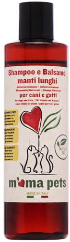 Mama Pets Champú y acondicionador 2en1 para Perros y Gatos de Pelo Largo, acción limpiadora y desenredante, 250 ml