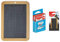 Maped – Kit de pizarra negra de piedra, 260 x 182 mm, cepillo pequeño de esponja de madera y fieltro + 1 caja de 10 tizas blancas