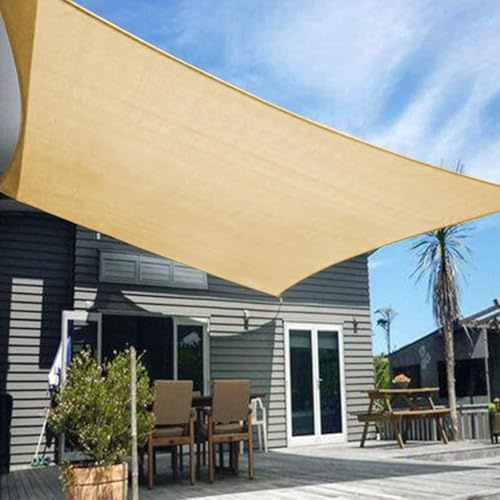 HENG FENG Tenda a Vela Rettangolare HDPE 2X4m Vela Ombreggiante Parasole Traspirante e Protezione Solare Raggi UV per Esterno Giardino Terrazza Colore Sabbia