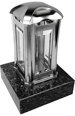 designgrab Grablampe Venezia aus Edelstahl mit Granitsockel aus Granit Labrador Blue Pearl BP