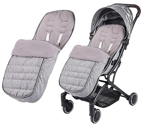 Universal Pushchair Footmuff Fleece Lined Stroller Pram Waterproof and Windproof 2 in 1 Foot Cover Winter Warm Detachable Baby Stroller Liner Infant Toddler Buggy Thicken Footmuff Bag with Dual-zips