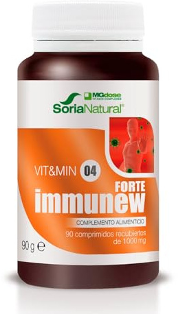 Soria Natural Immunew Forte | 90 Comprimidos para 3 Meses | Refuerza al Sistema Inmune Defensas con Vitamina C Natural, Selenio, Zinc Selenio, Reishi Puro, Shiitake, Maitake | Vitaminas Mujer y Hombre