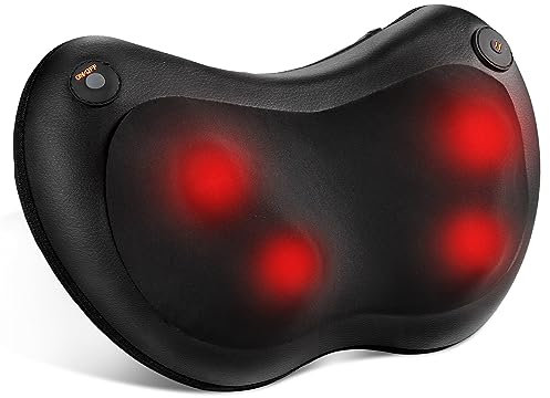 Shiatsu Massagegerät, Massagekissen mit Wärmefunktion für Nacken, Rücken, Schulter, Elektrisch Massager mit 3D Massageköpfen, 2 Geschwindigkeiten, inkl. Verlängerungsgurt, Geschenke für Männer&Frauen