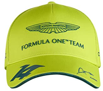 Aston Martin F1 Team - Gorra deportiva, producto oficial de Fórmula 1, Fernando Alonso, color verde lima, unisex, ajustable, lime green, Talla única