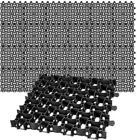 BigDean 24x Rasengitter Paddockplatte SCHWARZ 50x50 cm Rasenmatten Rasenwaben Kiesgitter Parkplatzrasen 6 m²