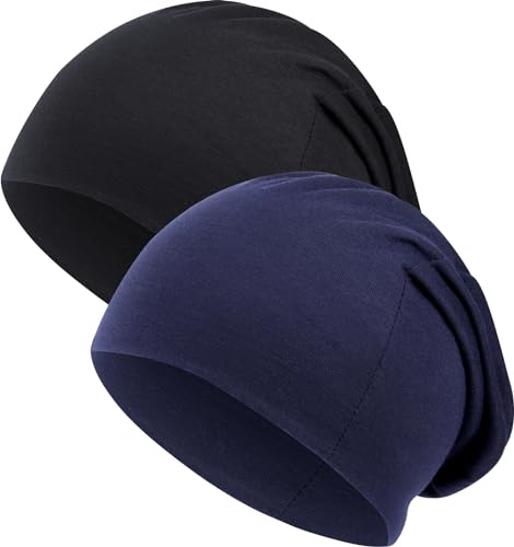 Kavya Berretto Invernale Elastico per Uomo e Donna - Cappellino Casuale in Cotone per Running - 2 Pezzi