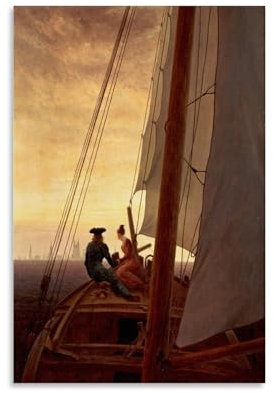 Caspar David Friedrich Impression sur toile Œuvres de peintres célèbres à bord d'un bateau à voile, décoration murale pour salon, chambre à coucher 40 x 60 cm