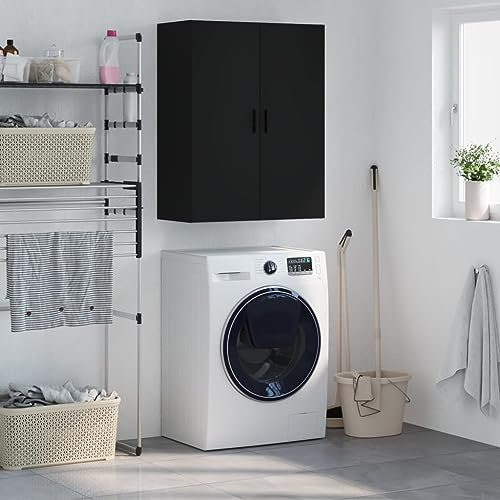 Hovothy Wandschrank 69,5x34x90 cm KüchenschrankHängeschränke Fürs Bad Badhänge Schrank Küchenschrank Hängend Wohnzimmer Hängeschrank Schlafzimmer Schwarz