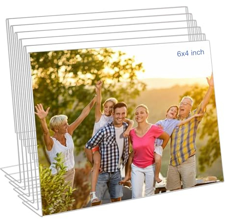 Bolidery Lot de 6 cadres photo en acrylique transparent sans cadre pour affichage de bureau, vertical, support de panneau avec inserts pour la maison et le bureau
