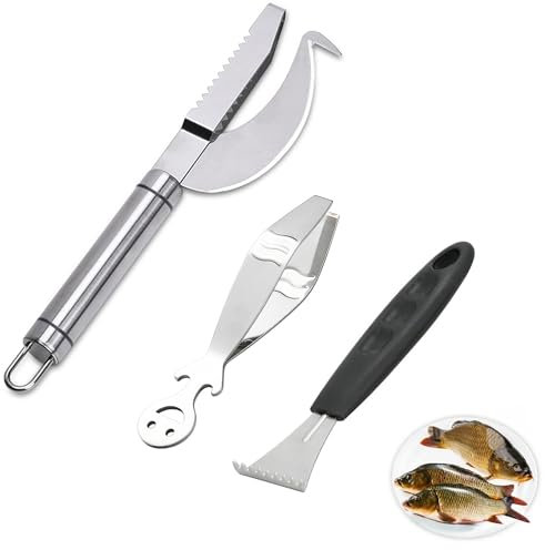 ZAHD 3 PCS squamatore pesce squamatore pesce professionale pezzo di rimozione per squame set di pinzette da cucina Raschietto Per Bilancia coltello per sbucciare e pinzetta per dettagli Per Cucina