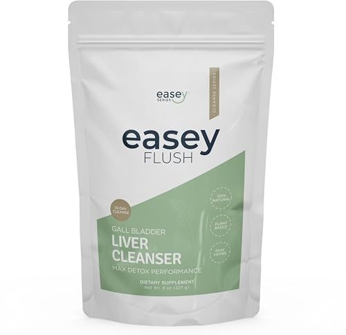 Easey Flush Liver Gall Bladder 10 Day Advanced Cleanse Detox, Herbal Support Supplement with Dandelion, Milk Thistle, Turmeric & More - 8oz Dry Herbs for Tea