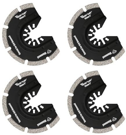 Vearter 4 herramientas multifuncionales semicirculares de diamante, 76 mm, semicirculares, multiherramienta, herramienta oscilante para azulejos de cerámica, ladrillos huecos, cemento, azulejos